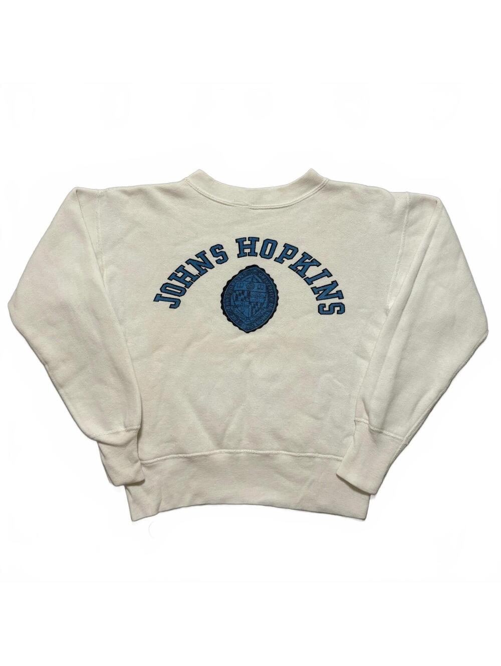 VTG 50's Champion Johns Hopkins University Crewneck Sweatshirt Men's S White